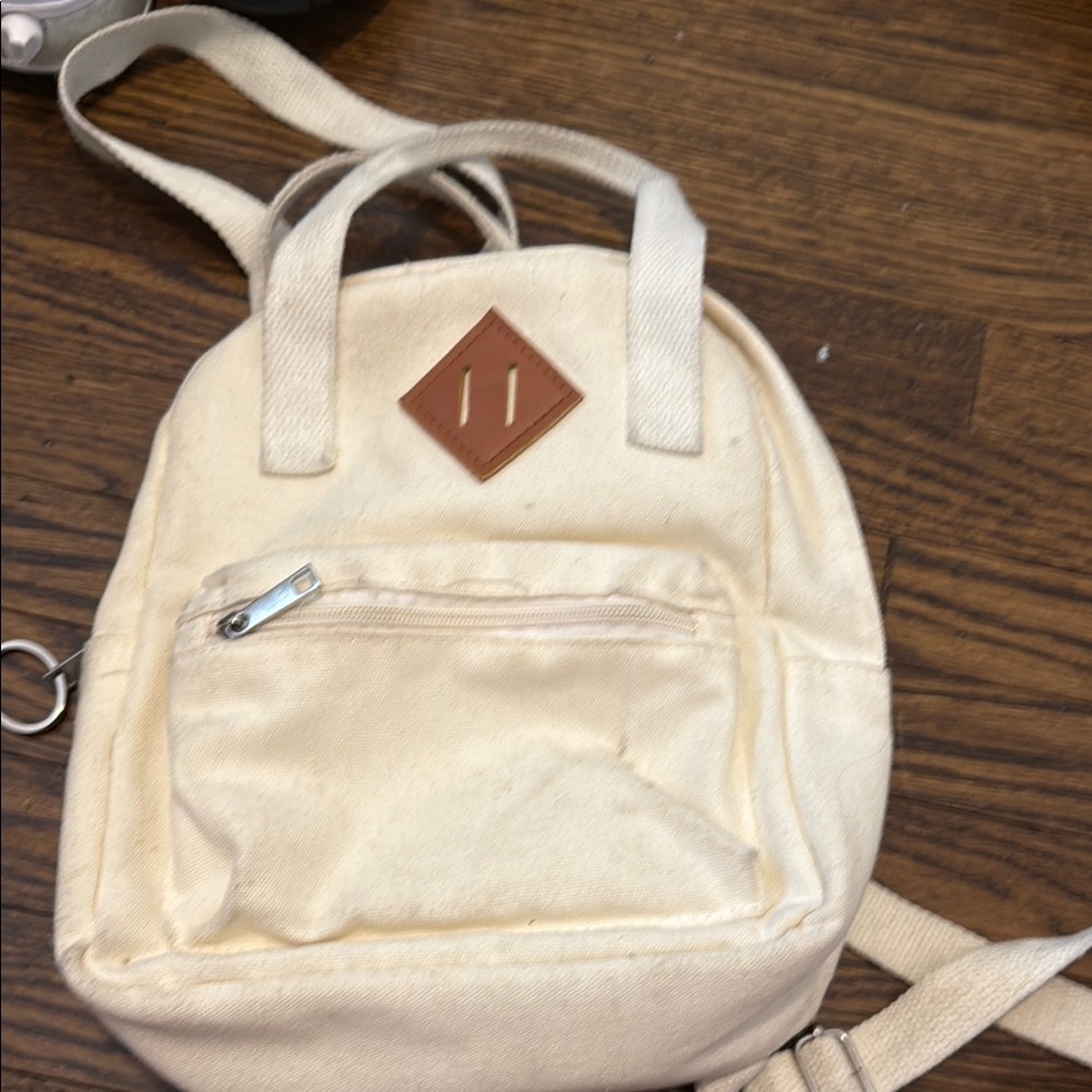 Cream Backpack with Tan Accent